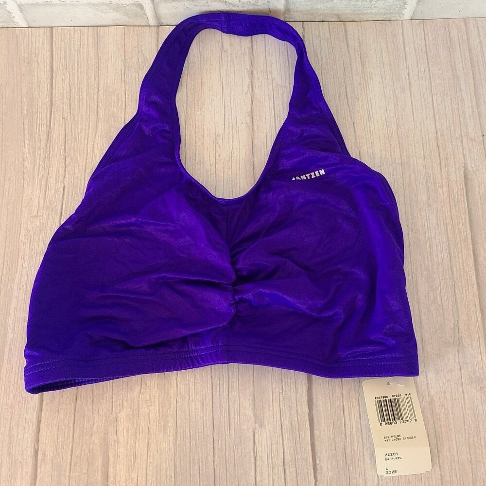 Vintage Jantzen Halter Bikini Top Swimsuit Made in USA Size Large NEW Purple NOS
